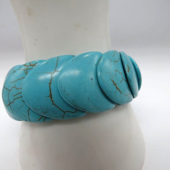 Paparazzi Nomadic Nature Stone Bracelets Chunky Red Blue Stone Stretch - Picture 3 of 9